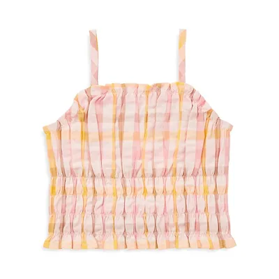 Little Girl's Gingham Shirred Camisole