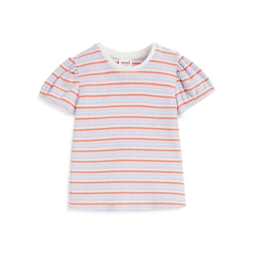 Baby Girl's Puff-Sleeve Stripe T-Shirt