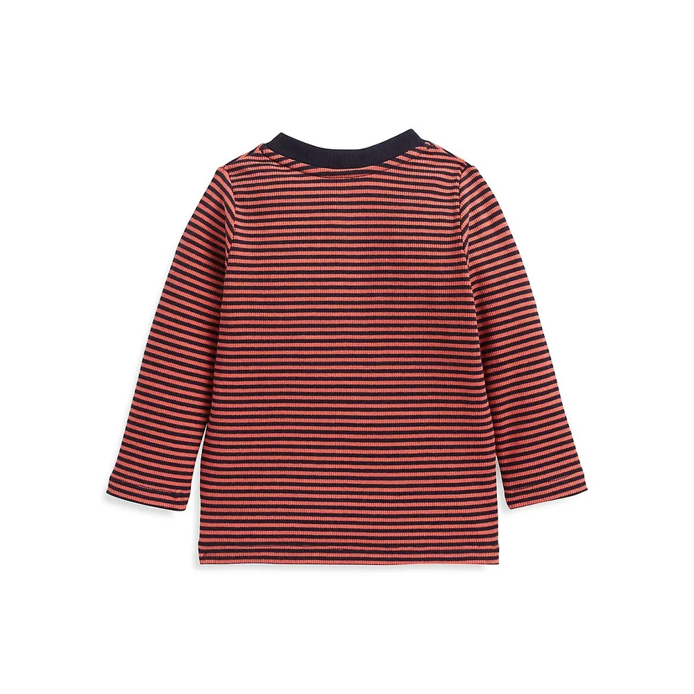 Baby Boy's Striped Henley Rib-Knit T-Shirt