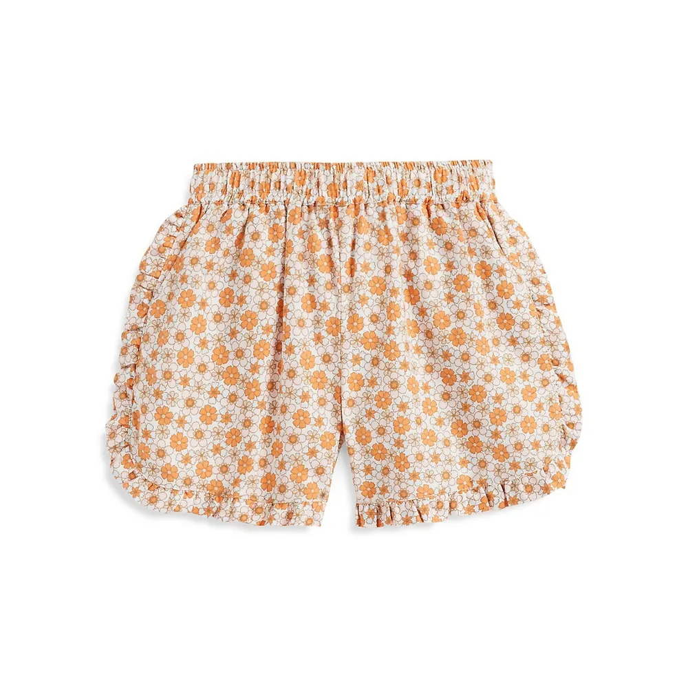 Short à fleurs rétro pour petite fille