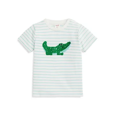T-shirt rayé à motif de crocodile pour bébé garçon