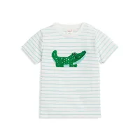 T-shirt rayé à motif de crocodile pour bébé garçon