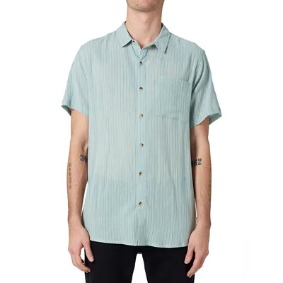 Bon Stripe Crepe Short-Sleeve Shirt