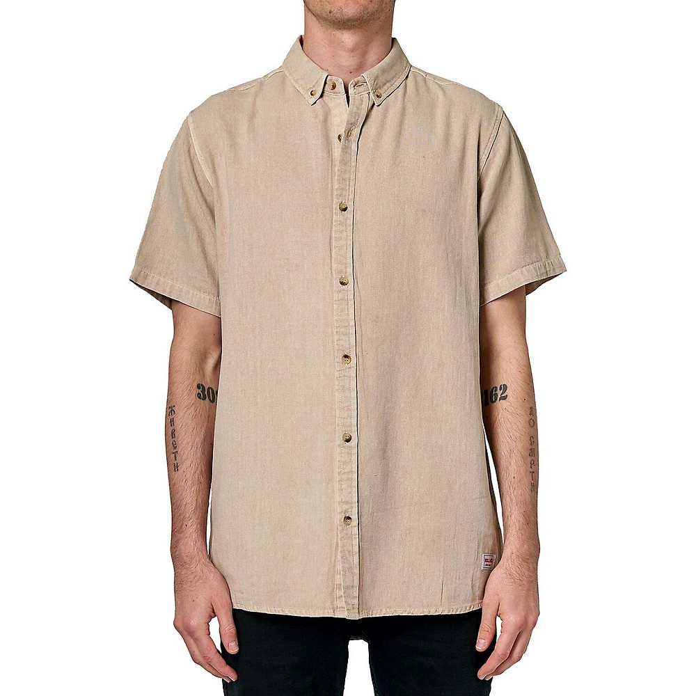 Chemise Oxford à manches courtes et coupe slim pour homme au travail