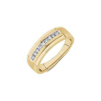 10K Yellow Gold & 0.15 CT. T.W. Diamond Channel Ring