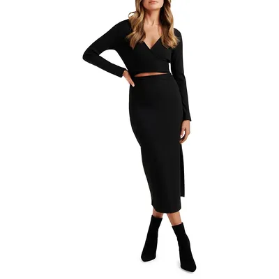 Chloe Wrap-Front Midi Dress