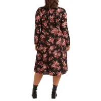 Plus Gardenvale Floral Lace-Trim Midi Dress