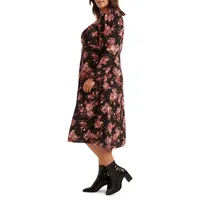 Plus Gardenvale Floral Lace-Trim Midi Dress