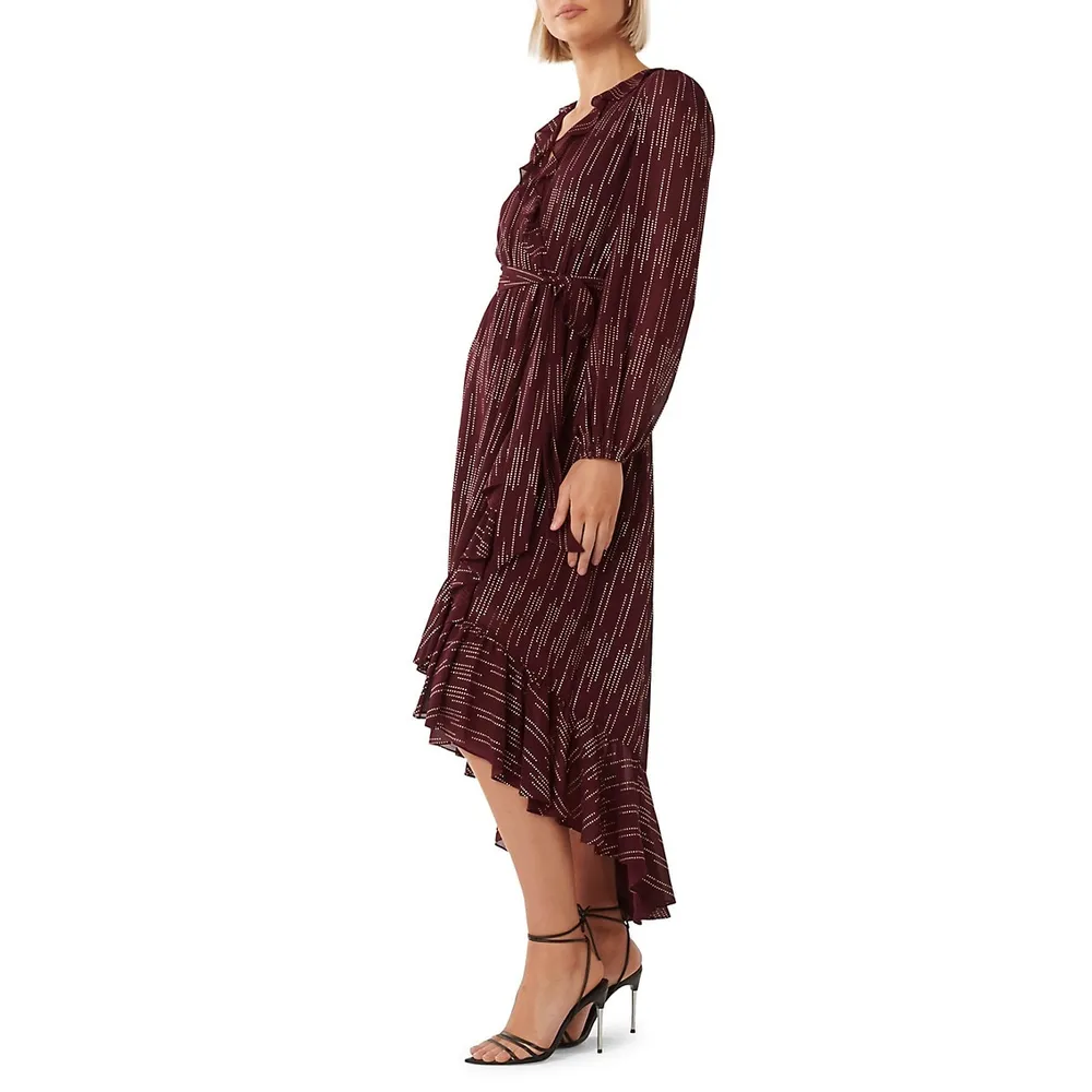 Martina Ruffled Faux Wrap Midi Dress