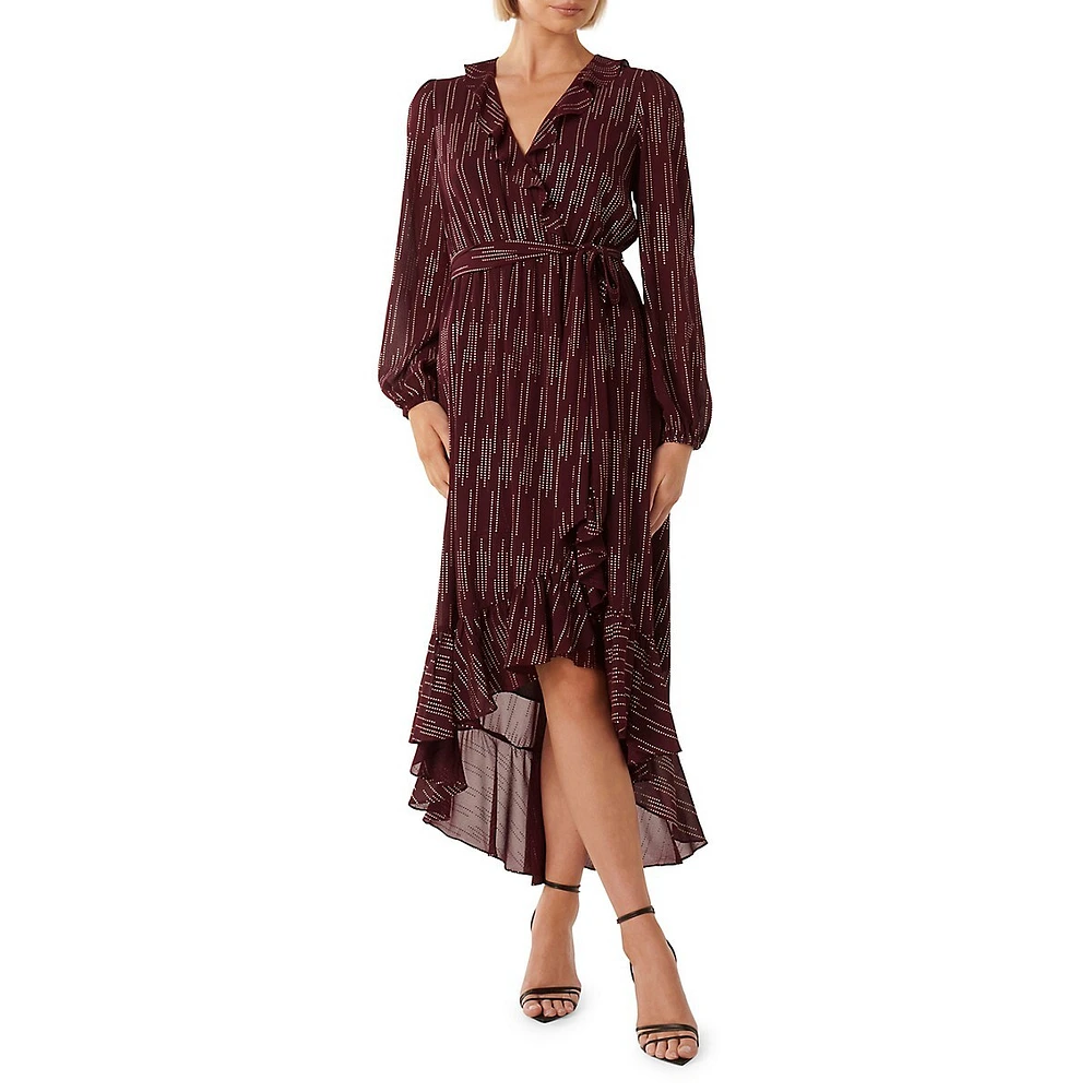 Martina Ruffled Faux Wrap Midi Dress