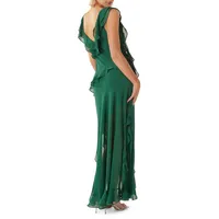 Marie-Claire Ruffled Chiffon Gown