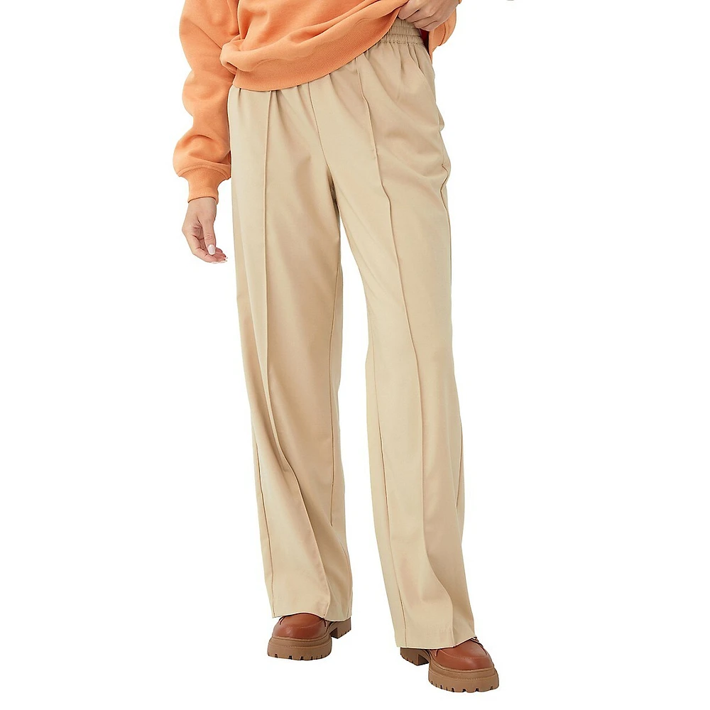 Drew Wide-Leg Casual Check Pants