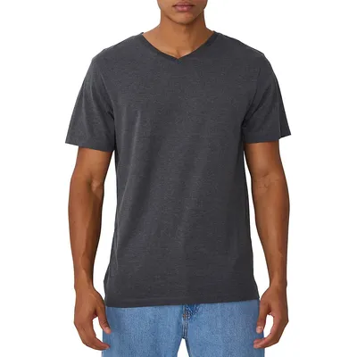 Organic Cotton-Blend V-Neck T-Shirt
