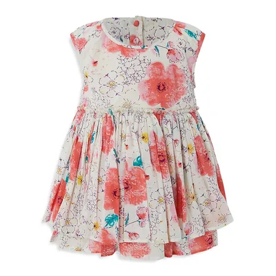 Robe courte à fleurs vives pour bébé fille