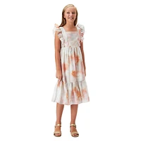 Girl's Tianna Bib-Bodice Midi Dress