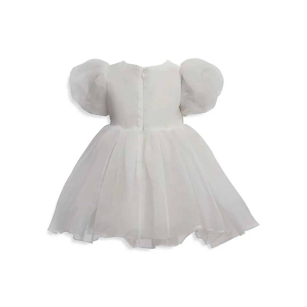 Little Girl's Juliet Puff-Sleeve Organza Mini Dress