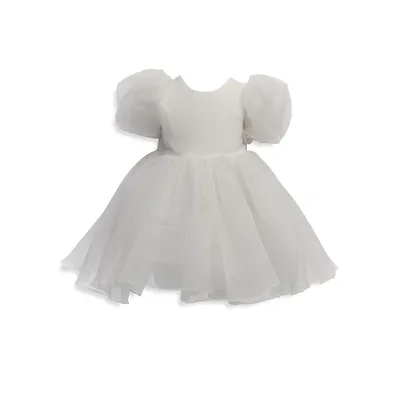 Little Girl's Juliet Puff-Sleeve Organza Mini Dress