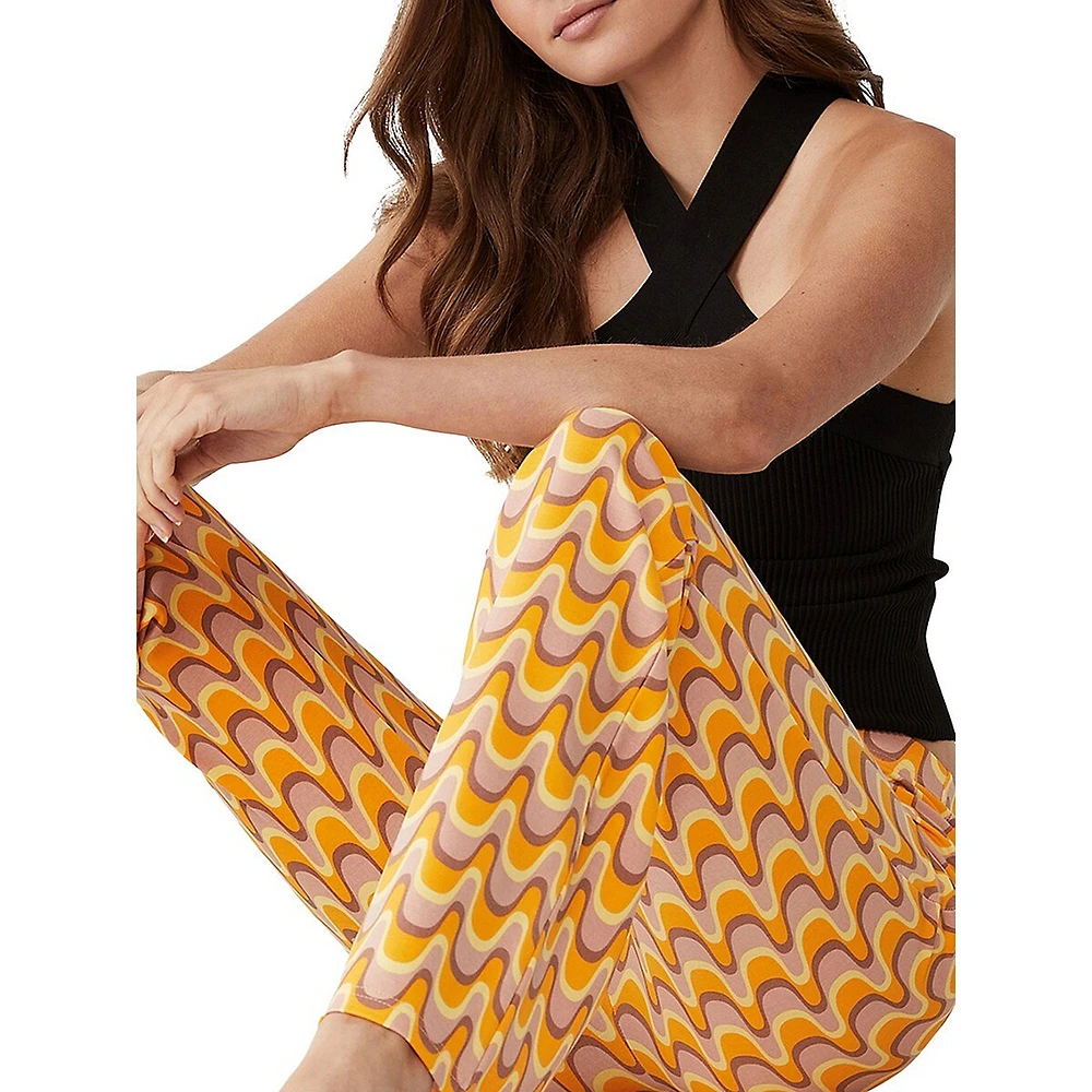 Wave-Print Flared Pants