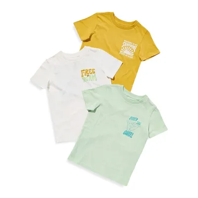 Little Boy's 3-Piece Slogan T-Shirt Set