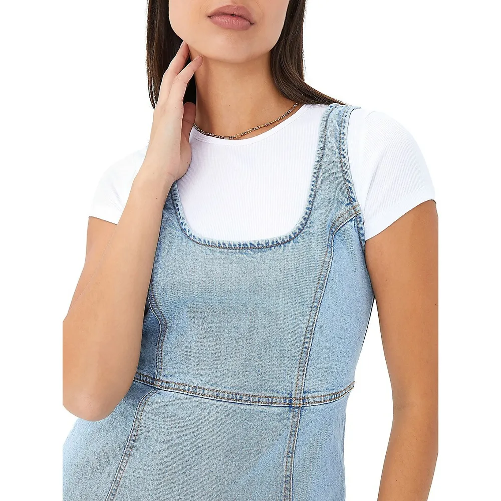 Denim Mini Dungaree Dress