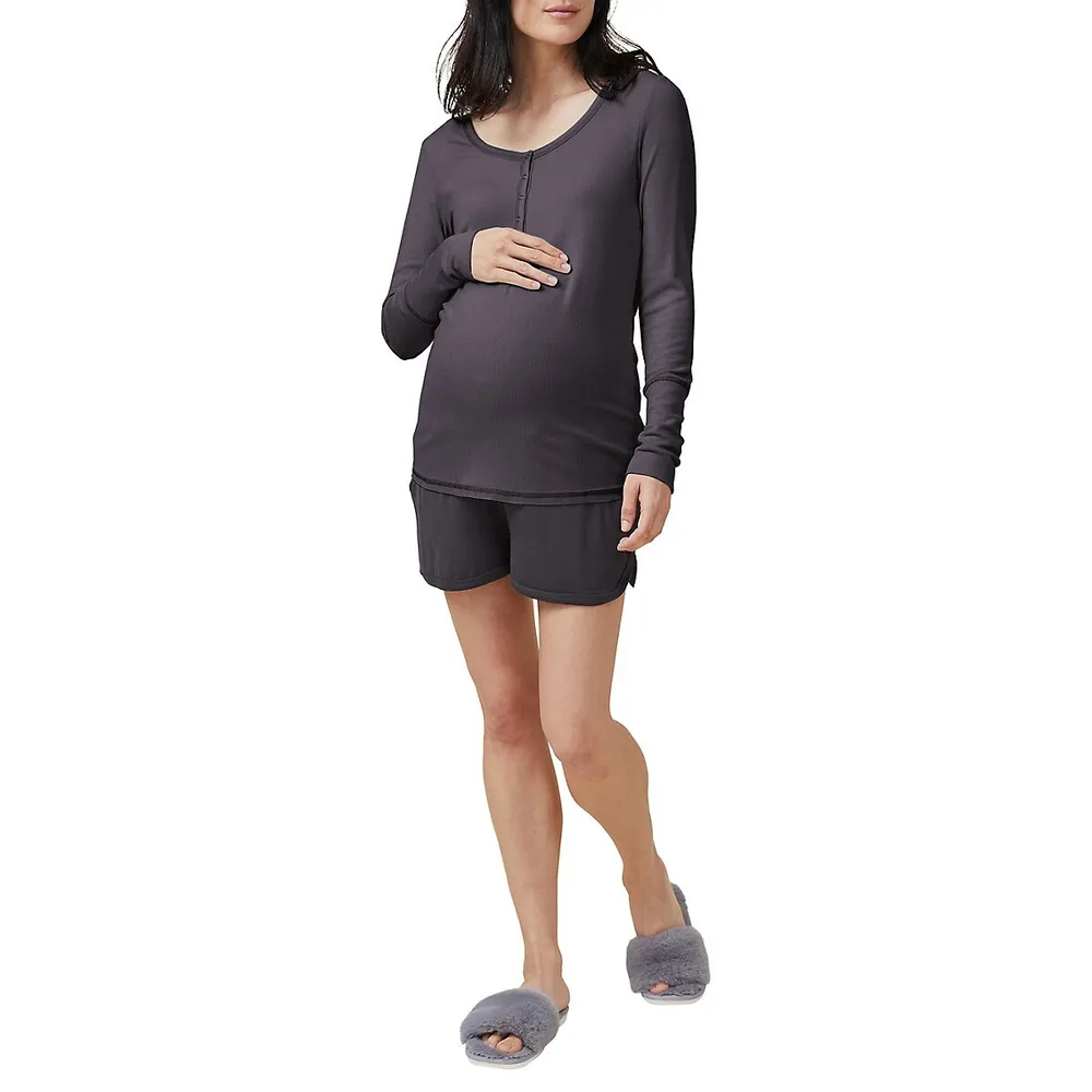 Long-Sleeve Recovery Maternity Henley Top