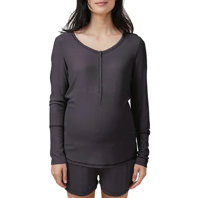 Long-Sleeve Recovery Maternity Henley Top