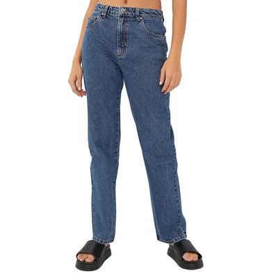 High-Rise Straight Cotton Jeans