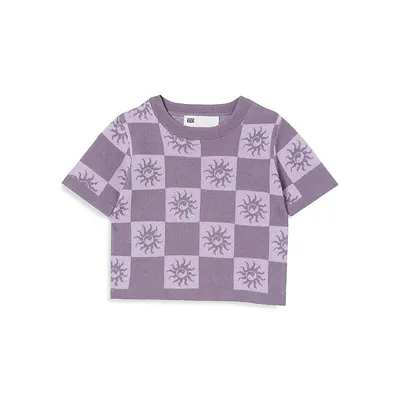Little Girl's & Macy Yin Yang Checkerboard-Print Knit Top