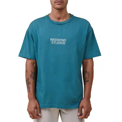 T-shirt épais à coupe ample et droite avec logo