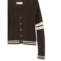 Girl's Merideth Varsity Stripe Rack-Knit Cardigan