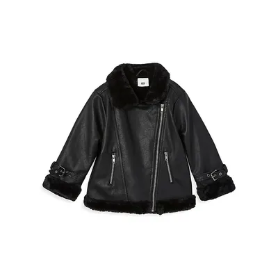 Little Girl's Jenna Faux Leather Aviator-Style Jacket