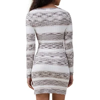 Space-Dye Rib-Knit Mini Sweater Dress
