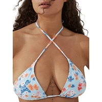 Printed Slider Triangle Bikini Top