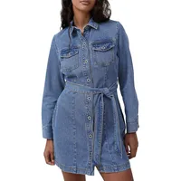 Robe chemisier courte en denim