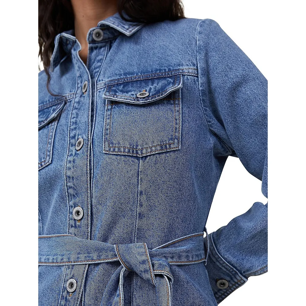 Robe chemisier courte en denim