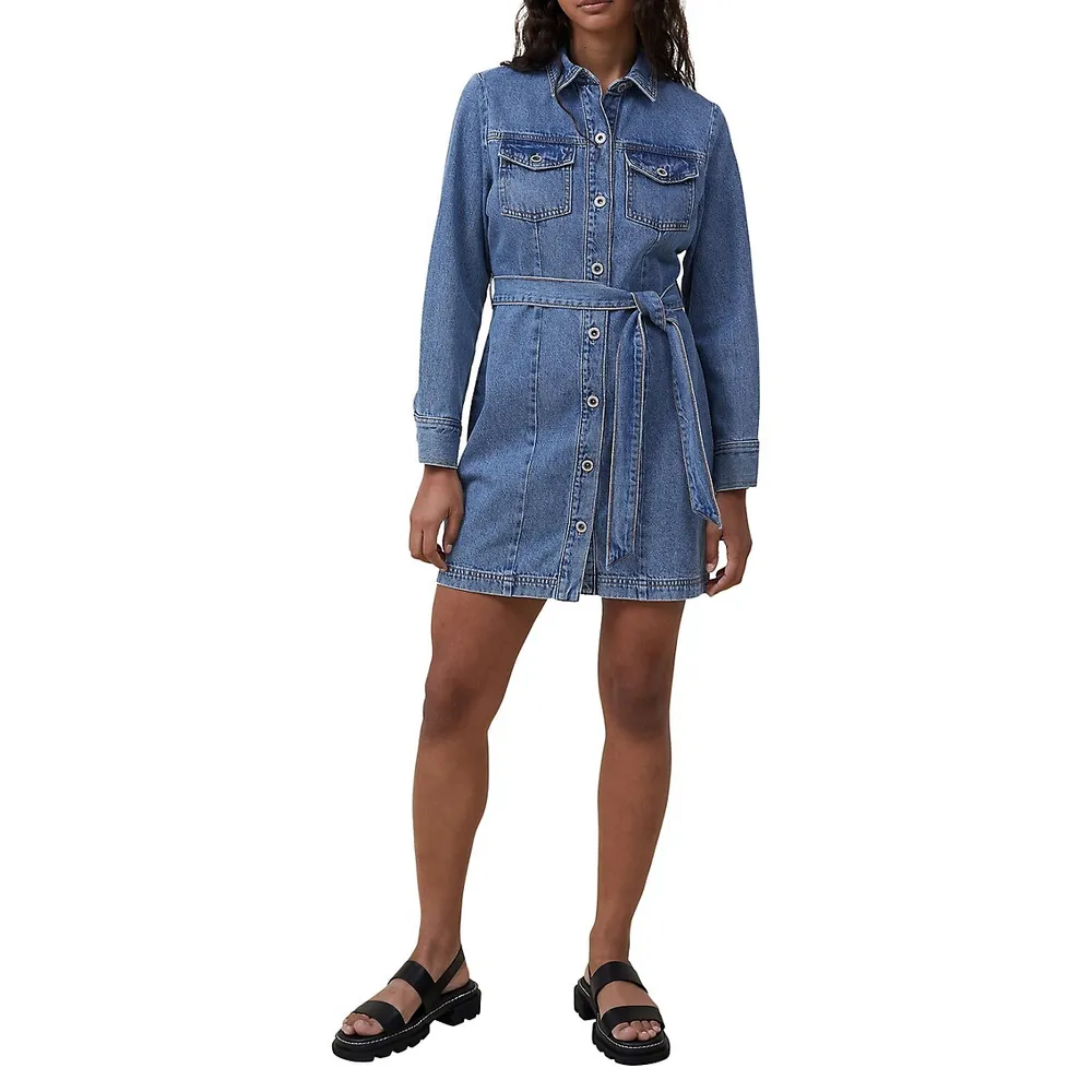 Robe chemisier courte en denim