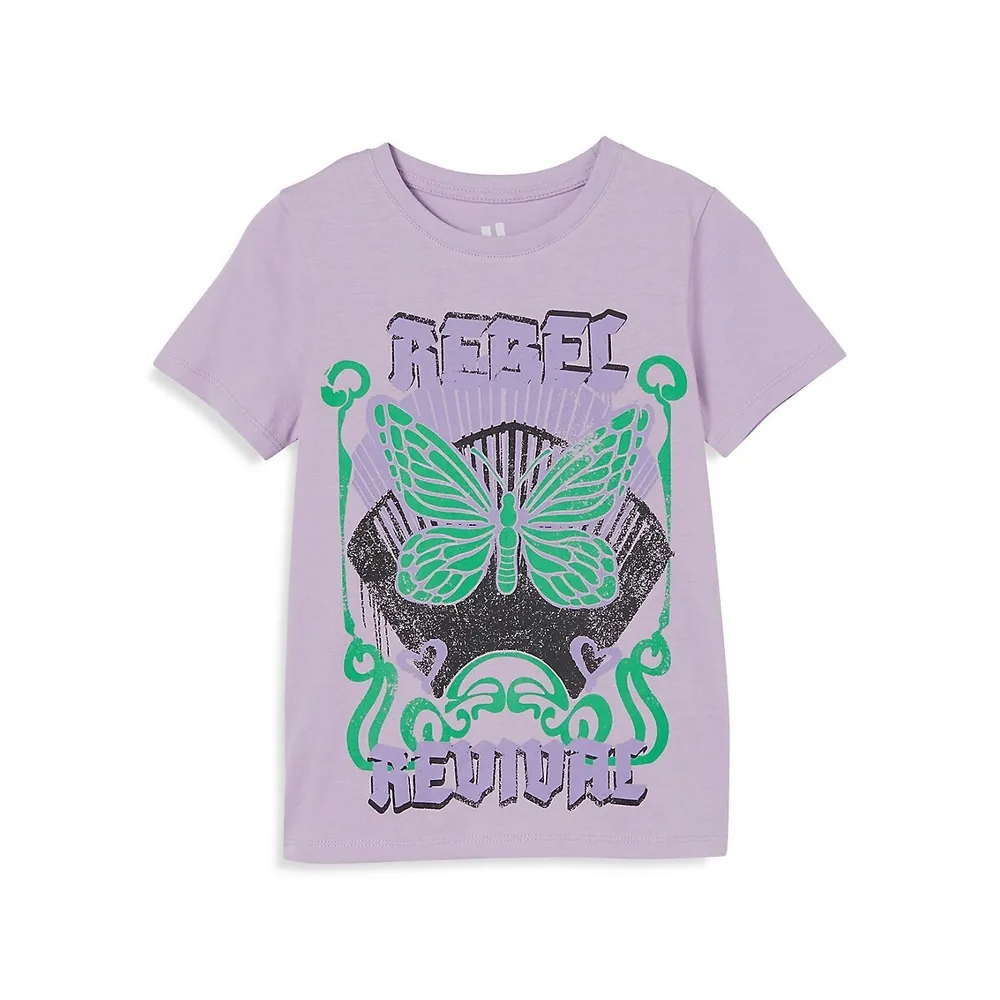 Little Girl's Penelope Butterfly & Rebel Revival T-Shirt