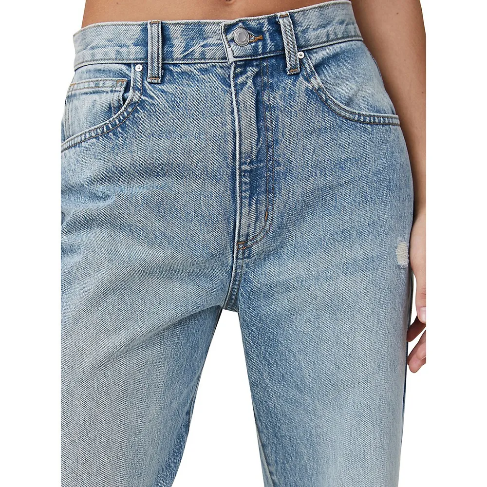 High-Rise Loose Ripped Straight-Leg Jeans