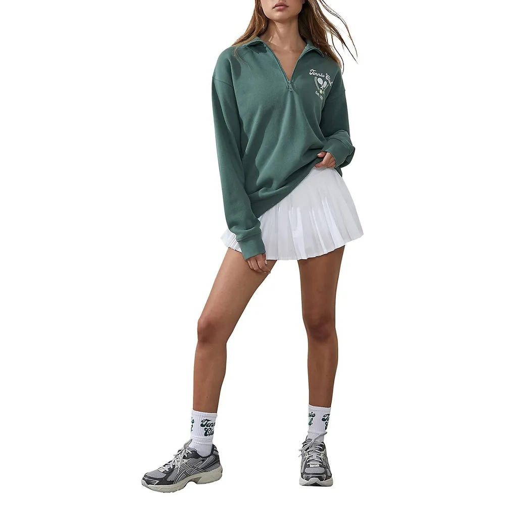 Long-Sleeve Plush Polo Sweatshirt