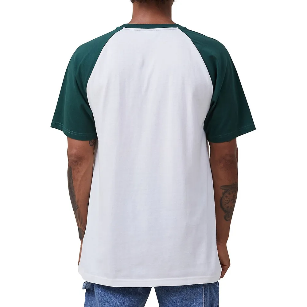 T-shirt décontracté haut de gamme imprimé à manches raglan