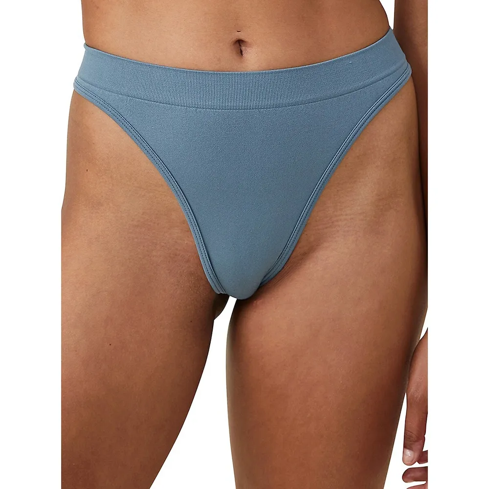 Cotton:On seamless high cut thong in blue