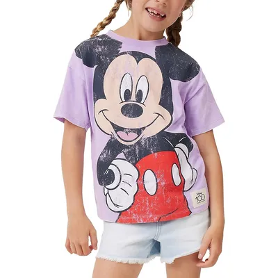 Little Girl's Mickey Mouse Drop-Shoulder T-Shirt