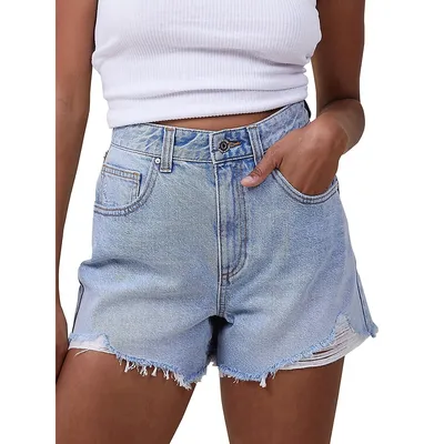 High-Rise Denim Shorts