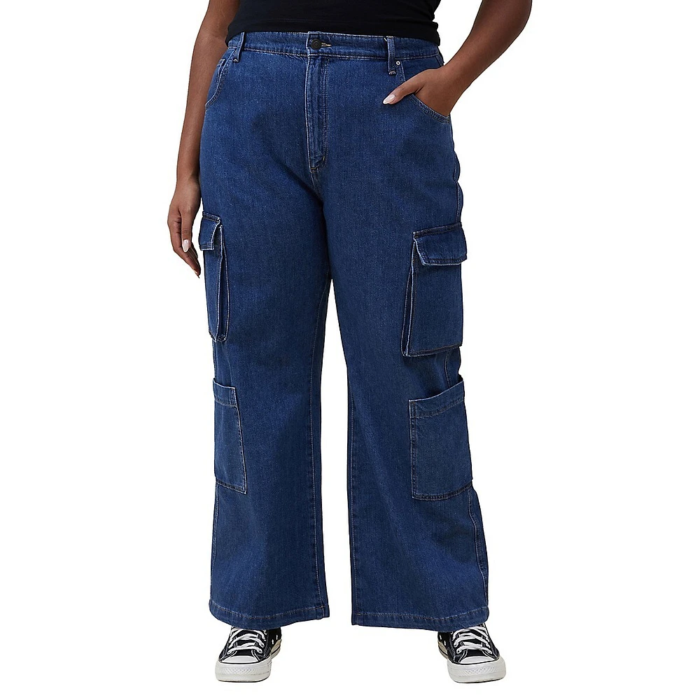 Loose Fit Wide Leg Cargo Jeans