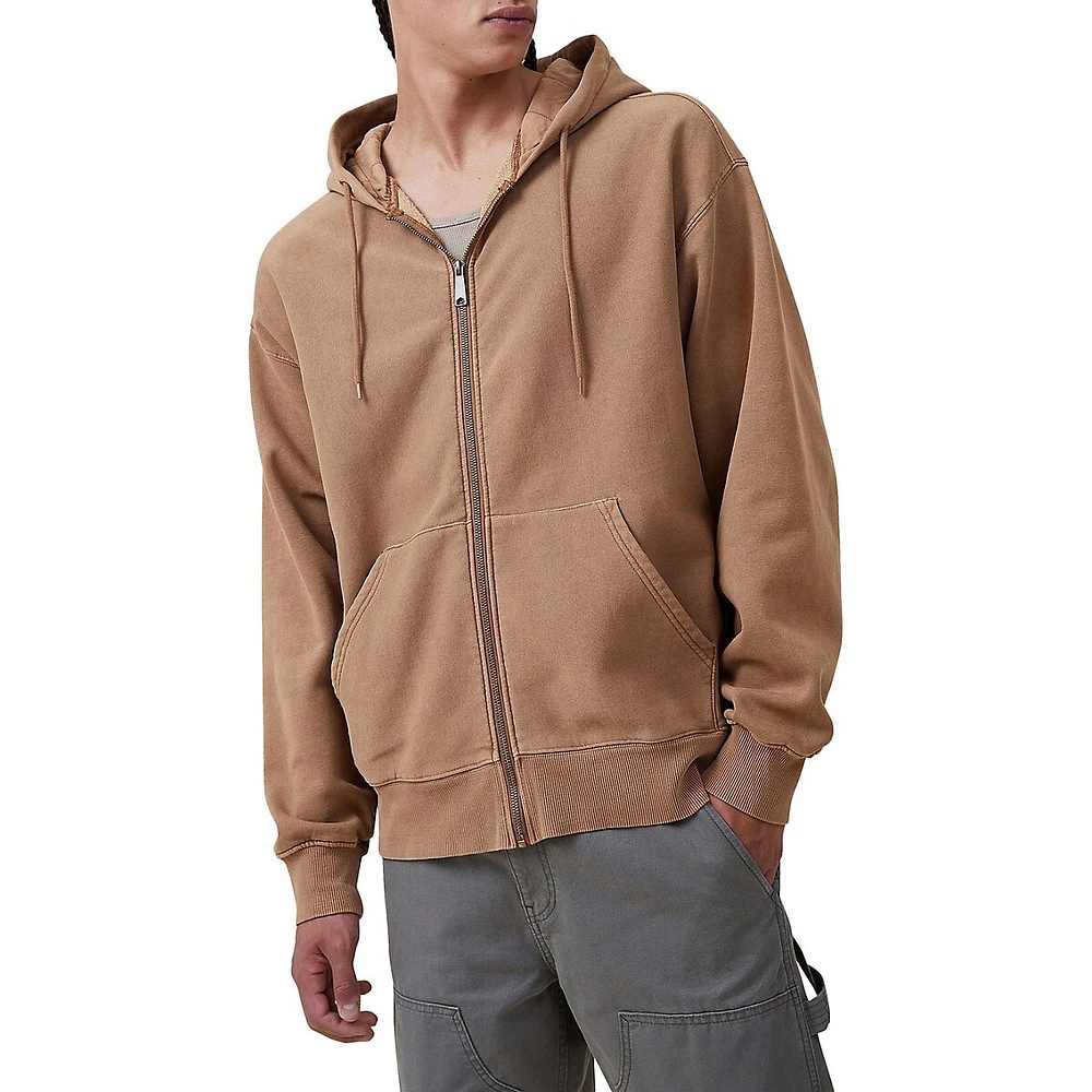 Front-Zip Fleece Oversized Hoodie