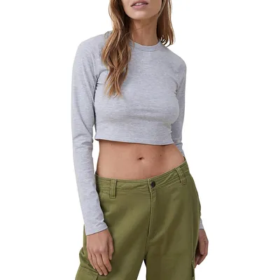 Micro Cropped Stretch-Cotton Top