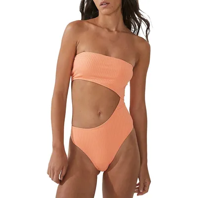 Strapless Cut-Out One-Piece Swimsuit