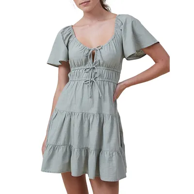 Peyton Tie-Front Mini Babydoll Dress