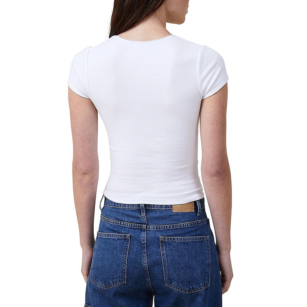 Claudia Pointelle Short-Sleeve T-Shirt