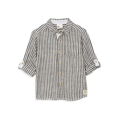 Boy's Prep Striped Convertible Long-Sleeve Shirt